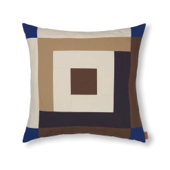 Ferm LIVING | Border Patchwork Cushion - Brown & Blue